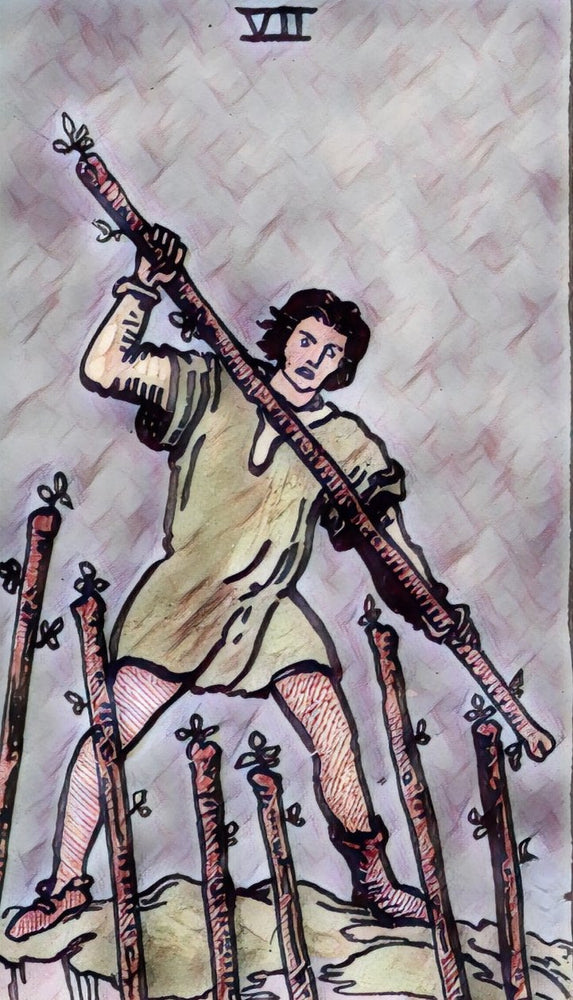 Tarot masterguide seven of wands tarot card