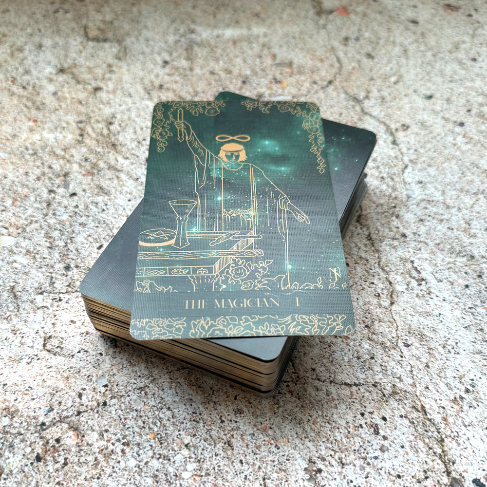 
                  
                    Emerald Moonlight Tarot – moonilght-inspired gold foil tarot deck for spiritual guidance”
                  
                
