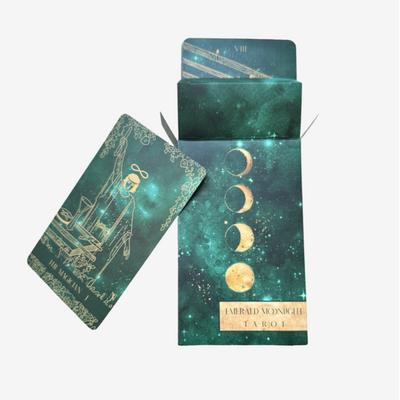 Emerald Moonlight Tarot Cards, Tarot Deck, Gold Foil- Based on Rider Waite Tarot