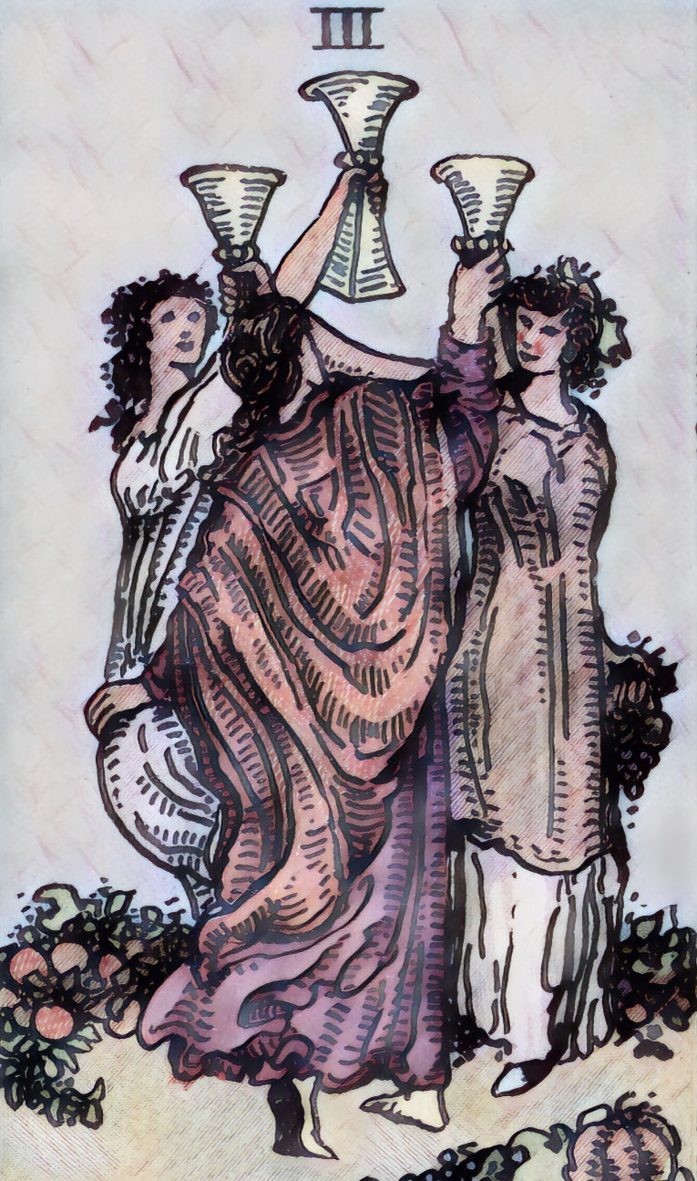 tarot masterguid three of cups tarot card