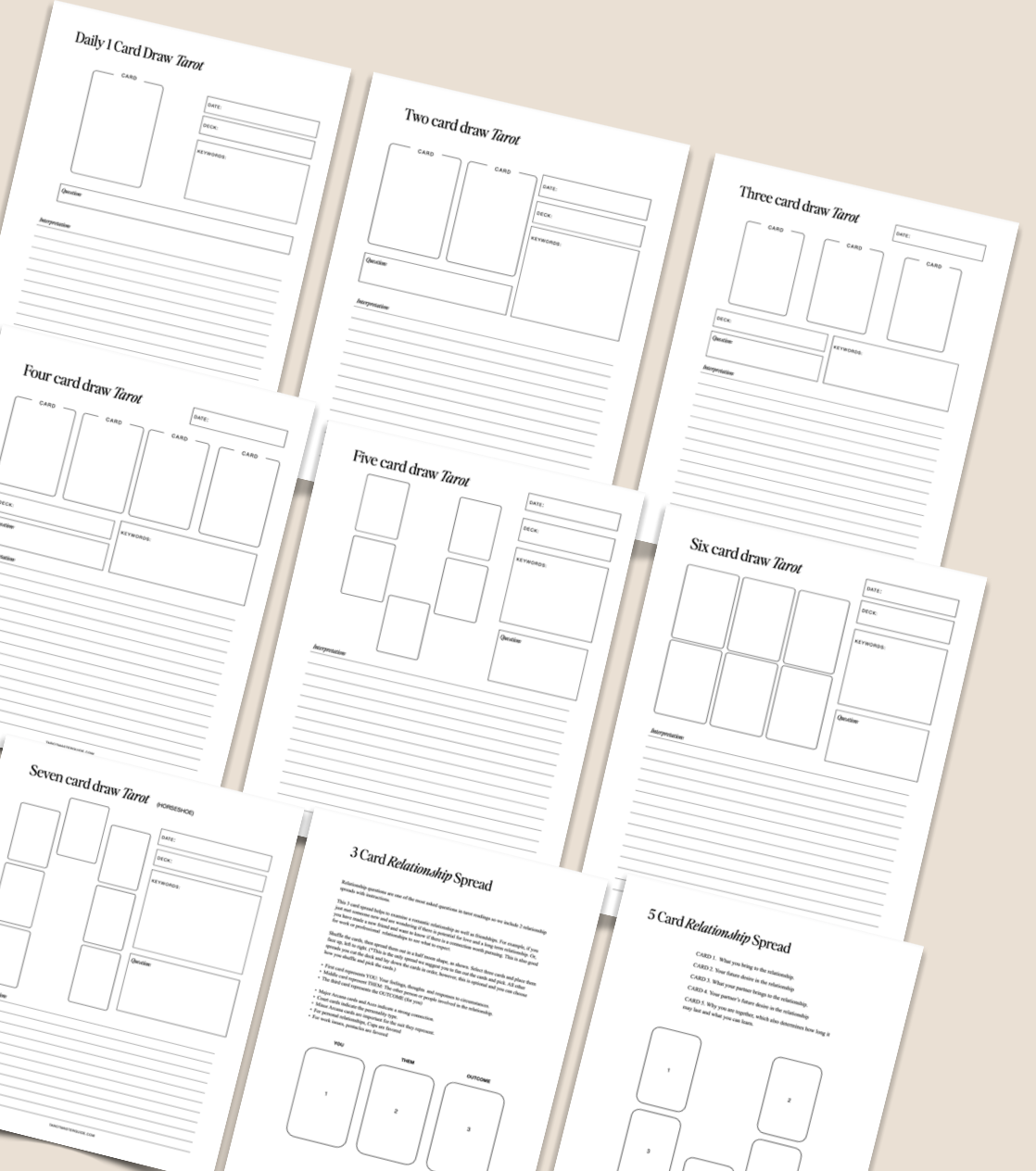Tarot journal bundle pdf, printable tarot journal, tarot journal set, printable pdf