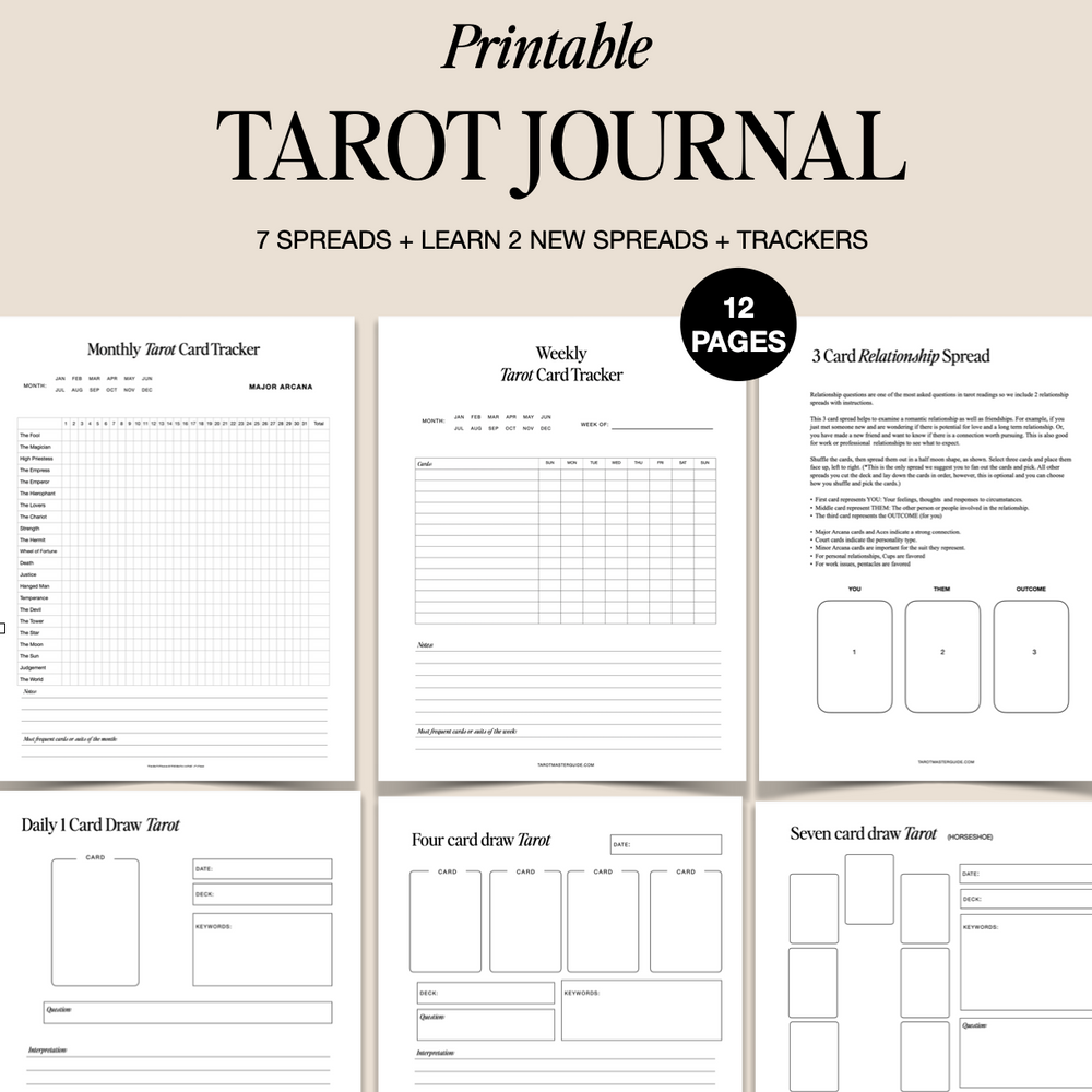 Tarot journal bundle pdf, printable tarot journal, tarot journal set, printable pdf