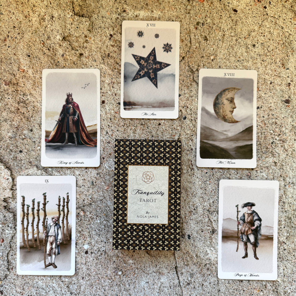 t“Tranquility Tarot deck – minimalist soft pastel 78-card deck for calming tarot readings”