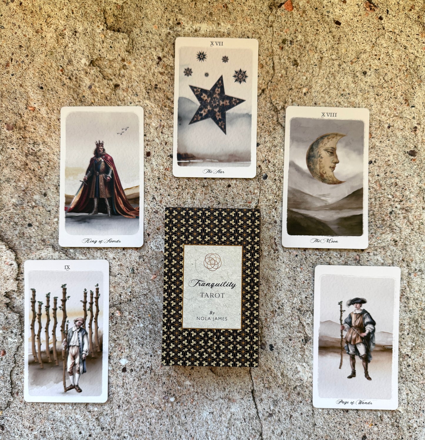 t“Tranquility Tarot deck – minimalist soft pastel 78-card deck for calming tarot readings”